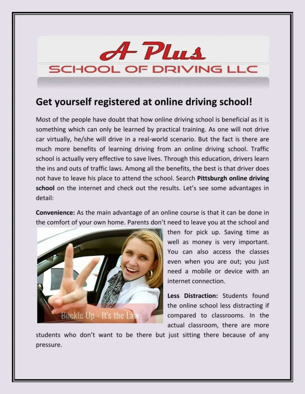 Get yourself registered at online driving school!