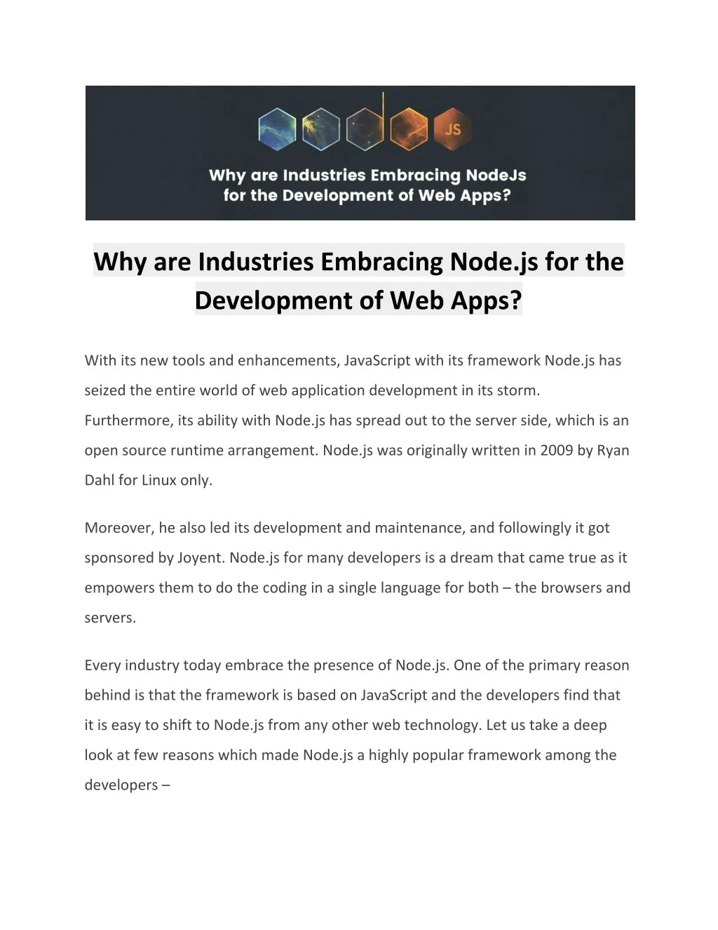 why are industries embracing node