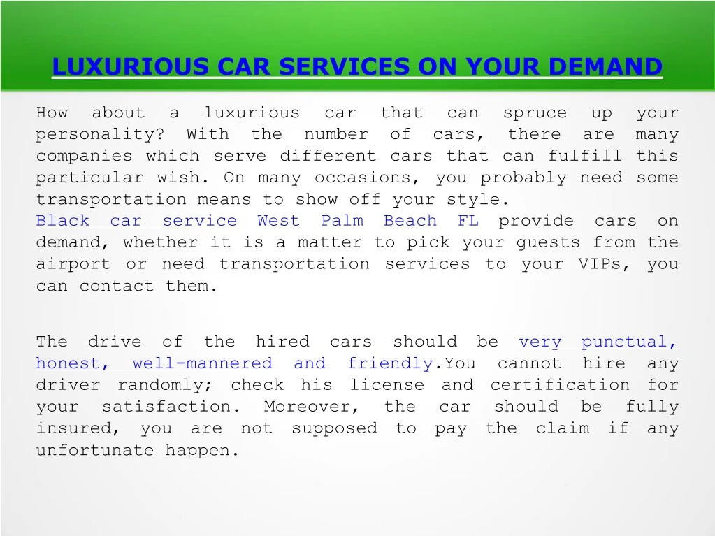 luxurious car services on your demand