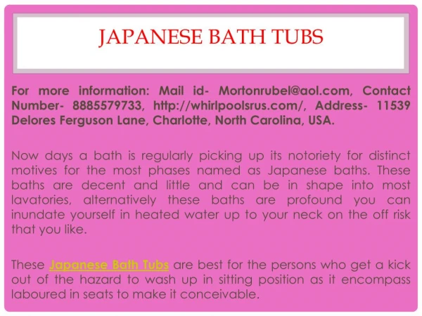 Japanese Bath Tubs