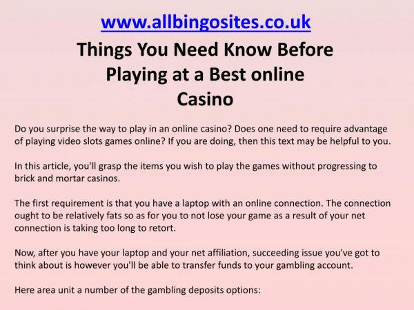 Things You Need Know Before Playing at a Best online Casino