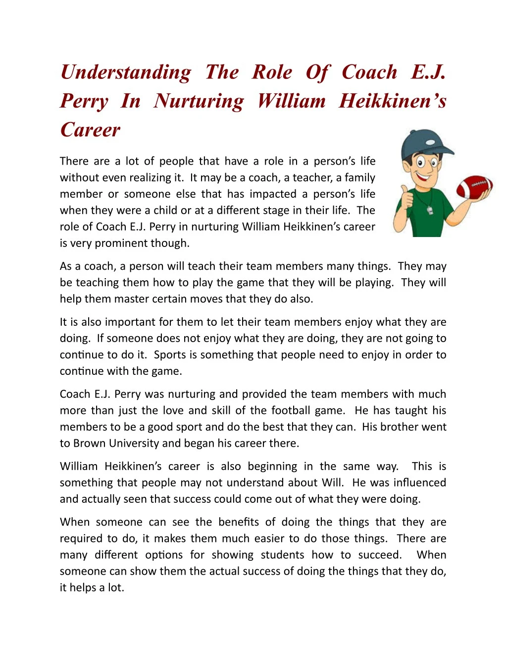understanding the role of coach e j perry