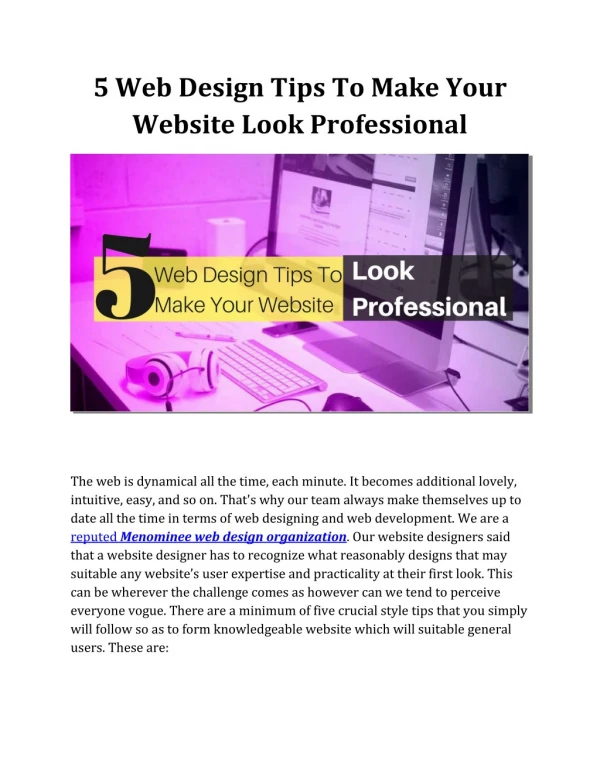 5 Web Design Tips To Make Your Website Look Professional