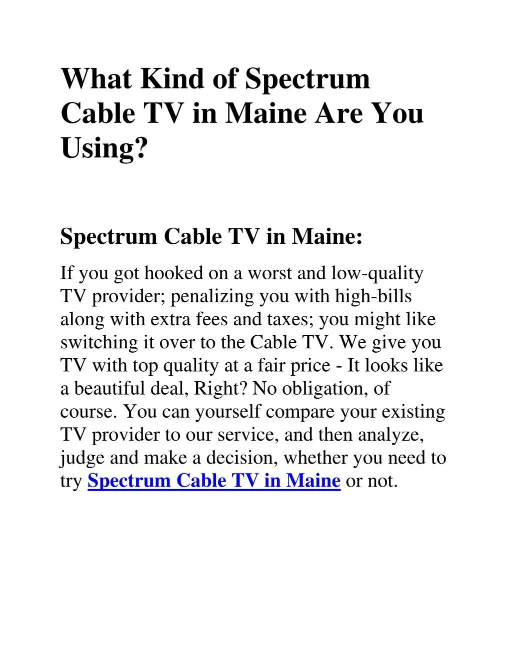 what kind of spectrum cable tv in maine