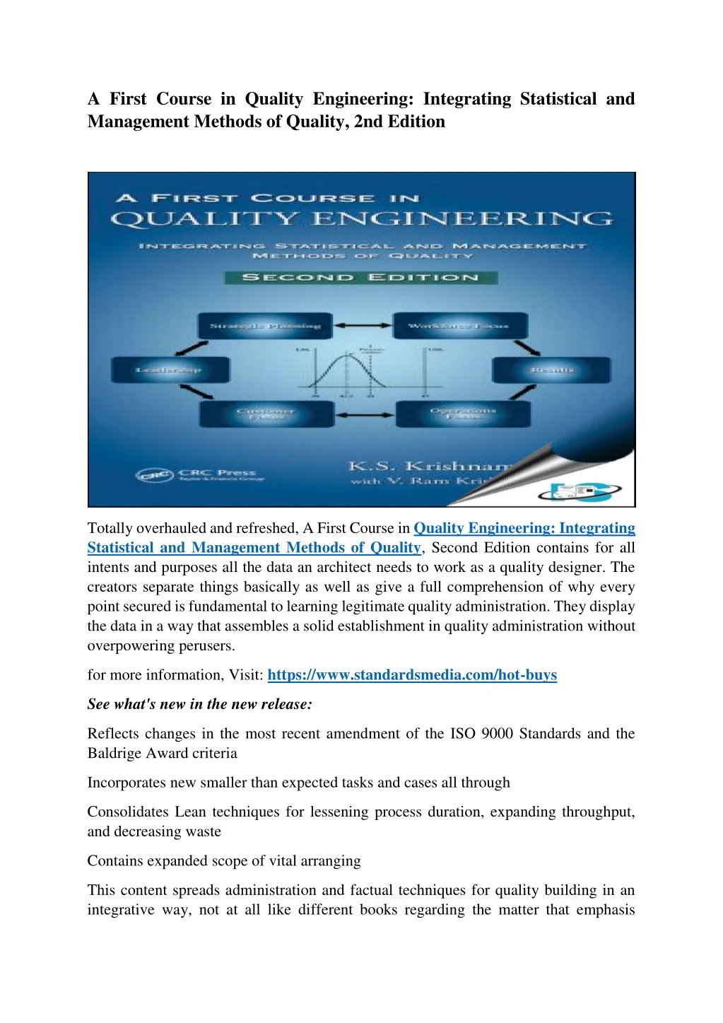 a first course in quality engineering integrating