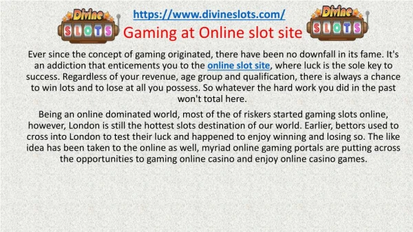 Gaming at Online slot site