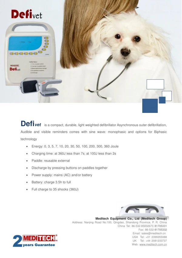 Veterinary Defibrillator monitor from Meditech