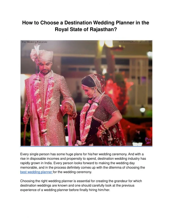 Destination Wedding Planner in Rajasthan