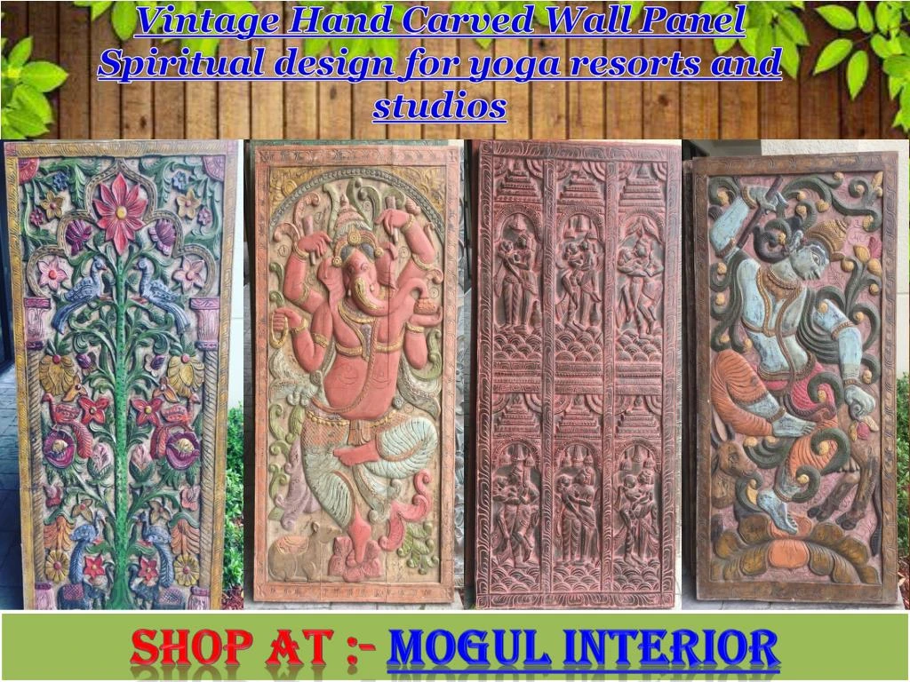 vintage hand carved wall panel spiritual design