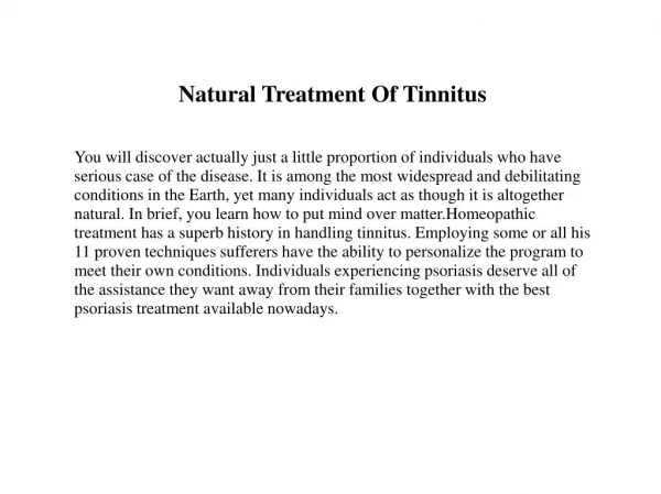 Look For Tinnitus Treatment