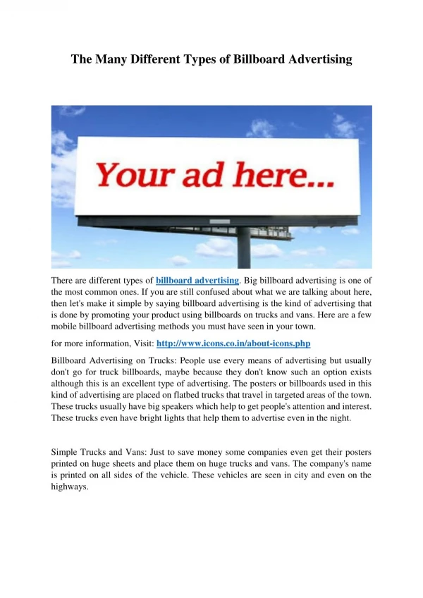 The Many Different Types of Mobile Billboard Advertising