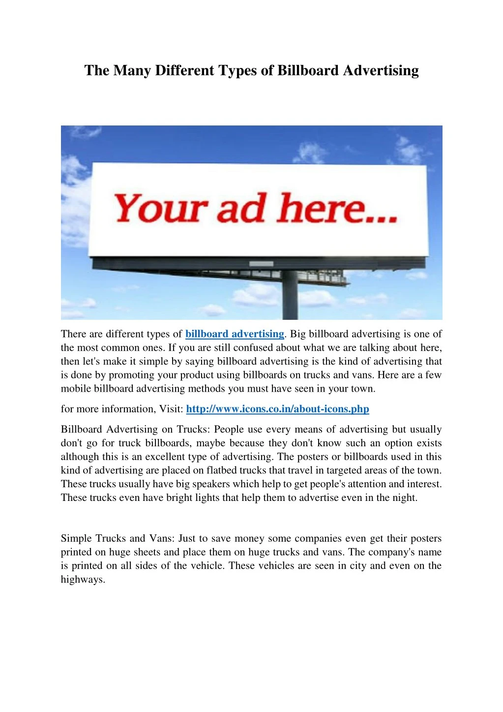 the many different types of billboard advertising