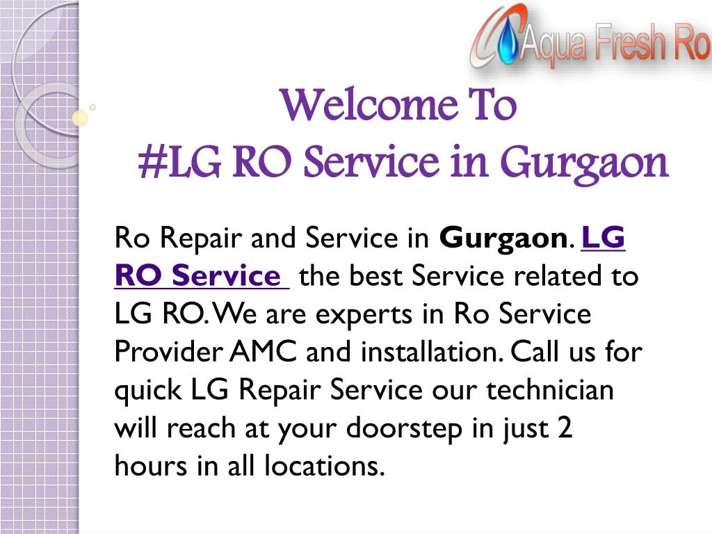 welcome to lg ro service in gurgaon