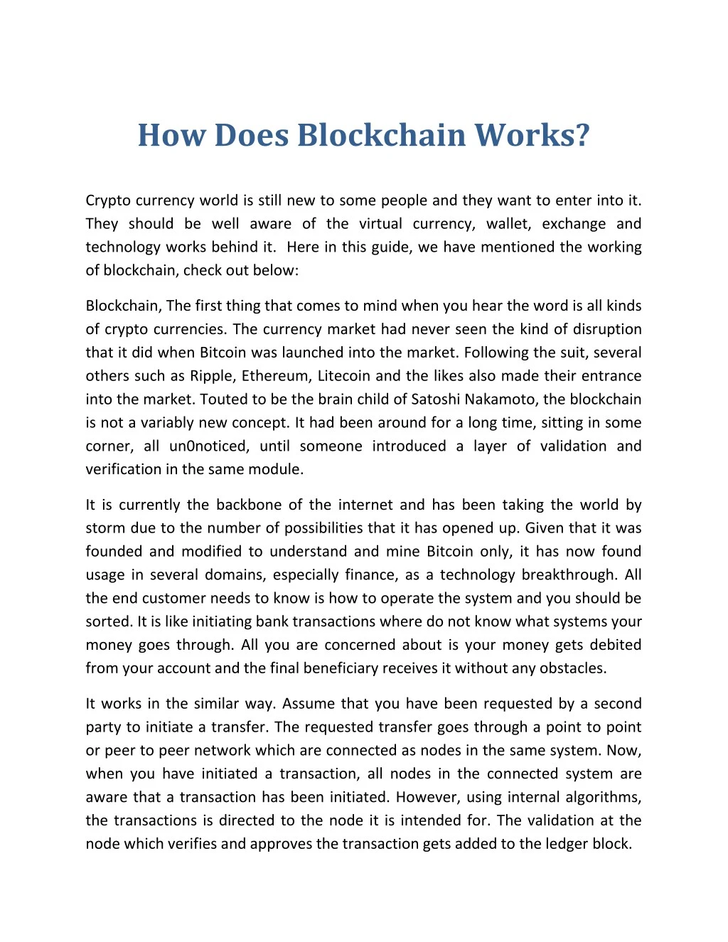 how does blockchain works