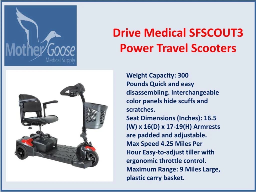 drive medical sfscout3 power travel scooters