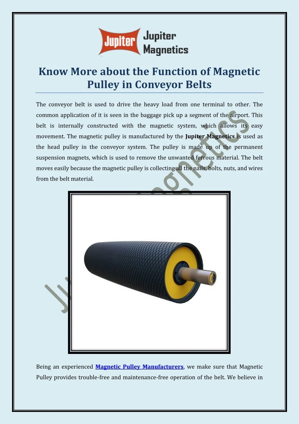 know more about the function of magnetic pulley