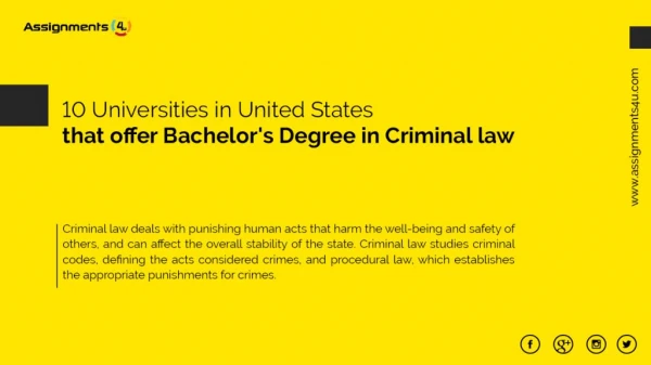 10 Universities in United States that Offer Bachelor's degree in Criminal Law