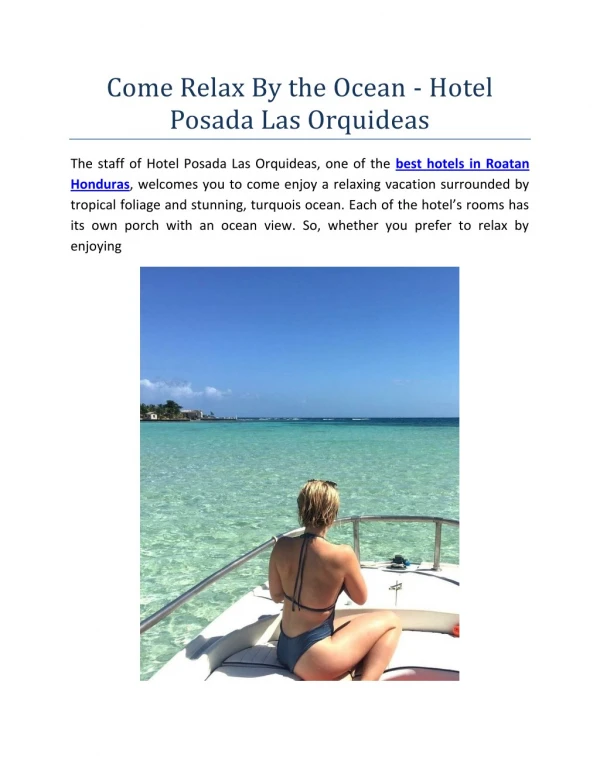 Come Relax By the Ocean - Hotel Posada Las Orquideas