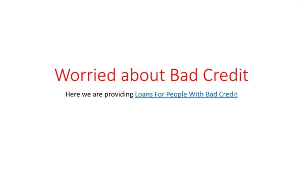 bad credit loans for no fees