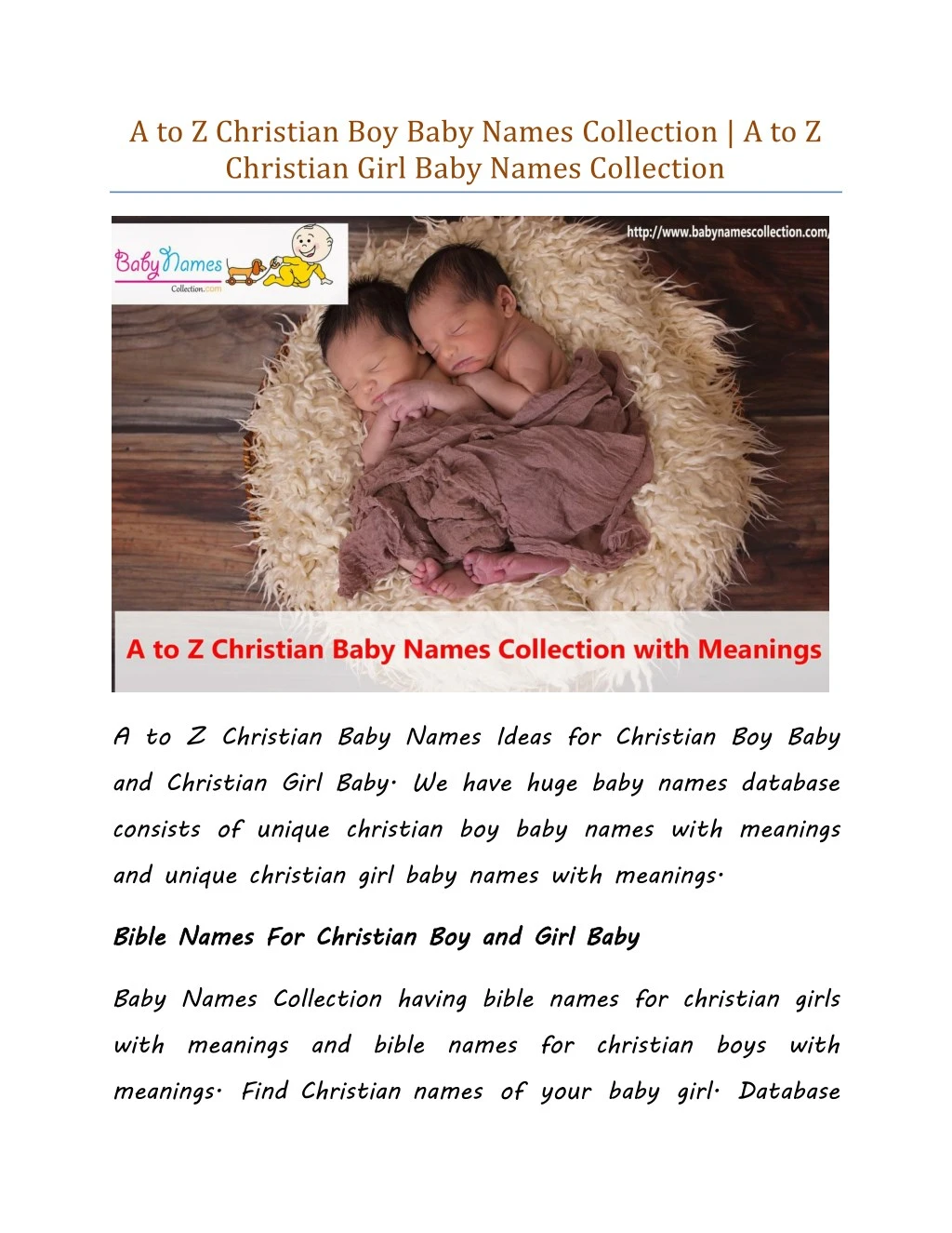 a to z christian boy baby names collection