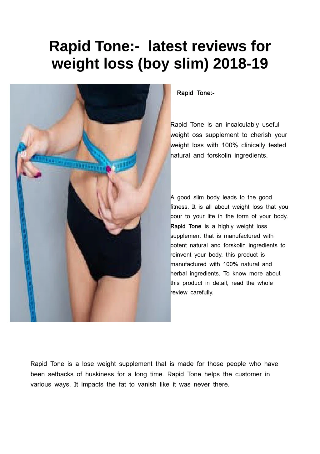 rapid tone latest reviews for weight loss