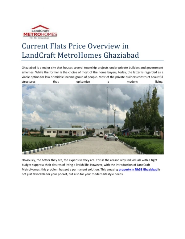 Current Flats Price Overview in LandCraft MetroHomes Ghaziabad