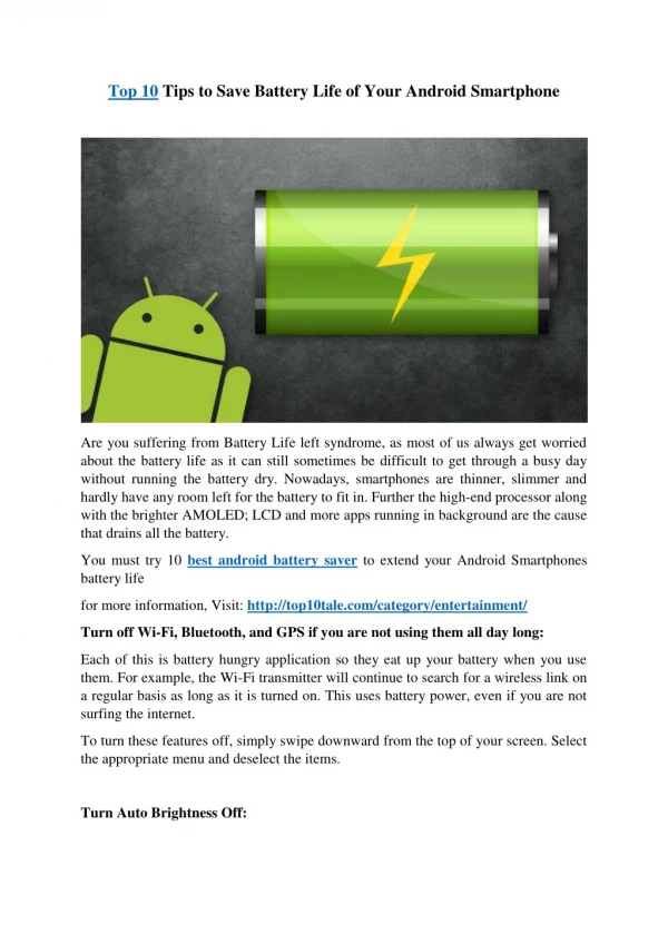 Top 10 Tips to Save Battery Life of Your Android Smartphone