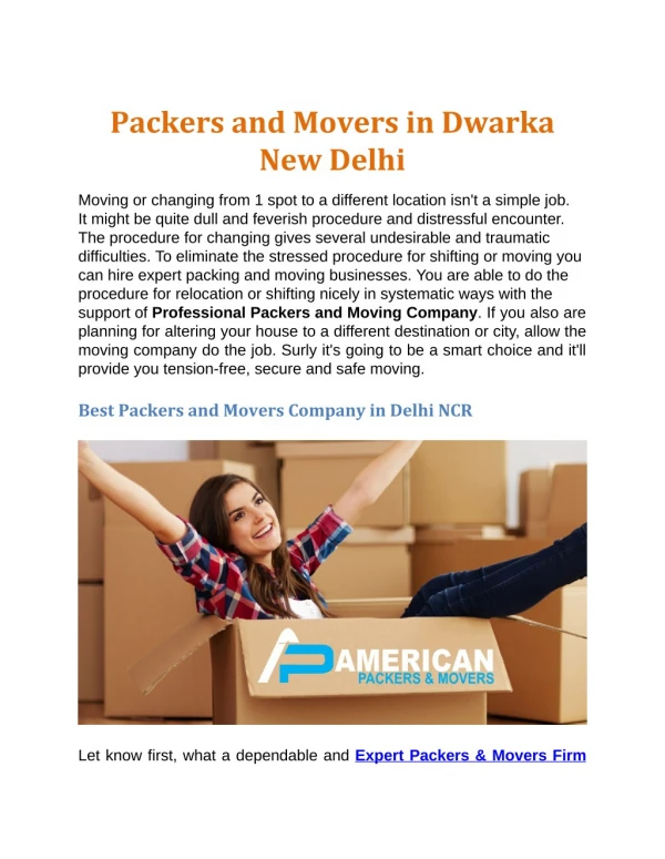 Packers and Movers in Delhi NCR