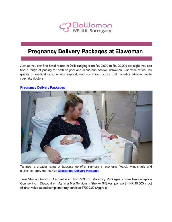 Pregnancy Delivery Packages at Elawoman