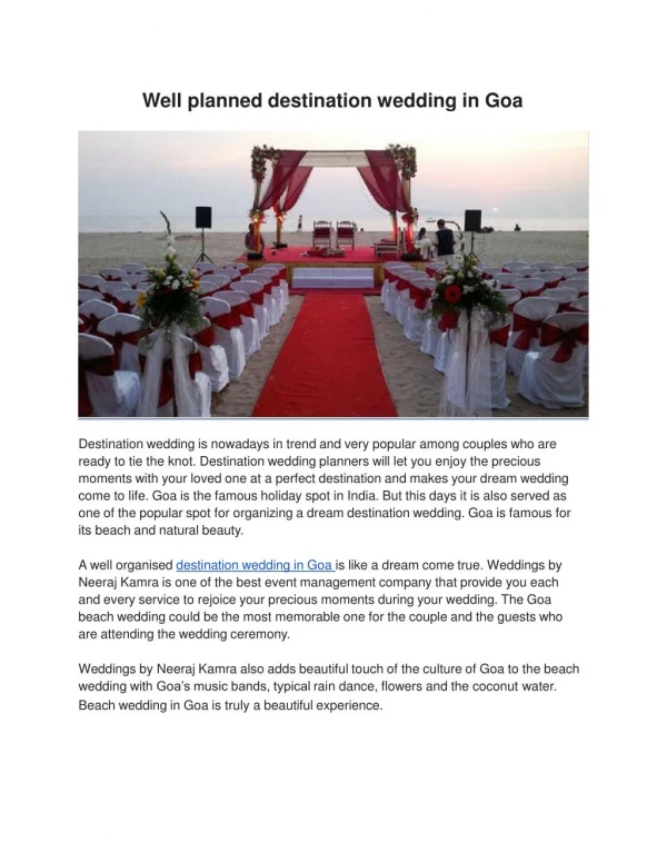 Destination wedding in Goa