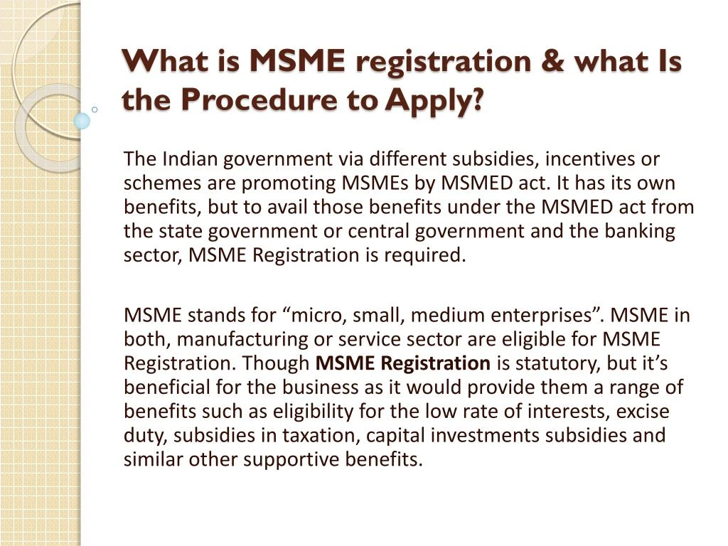 what is msme registration what is the procedure to apply