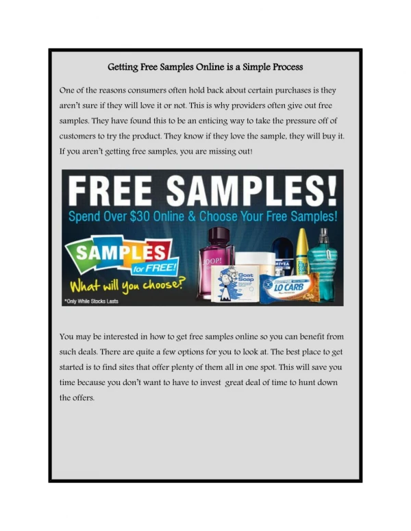 Getting Free Samples Online is a Simple Process