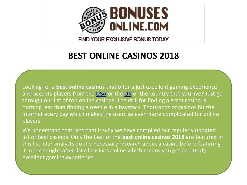 best online casinos 2018