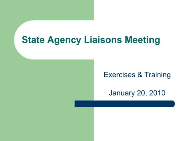 State Agency Liaisons Meeting