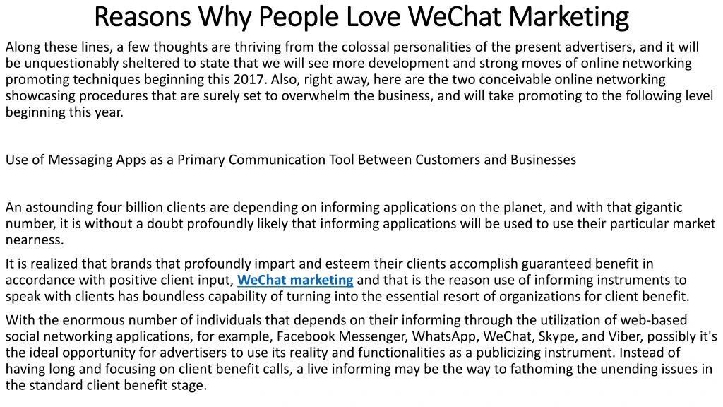 reasons why people love wechat marketing