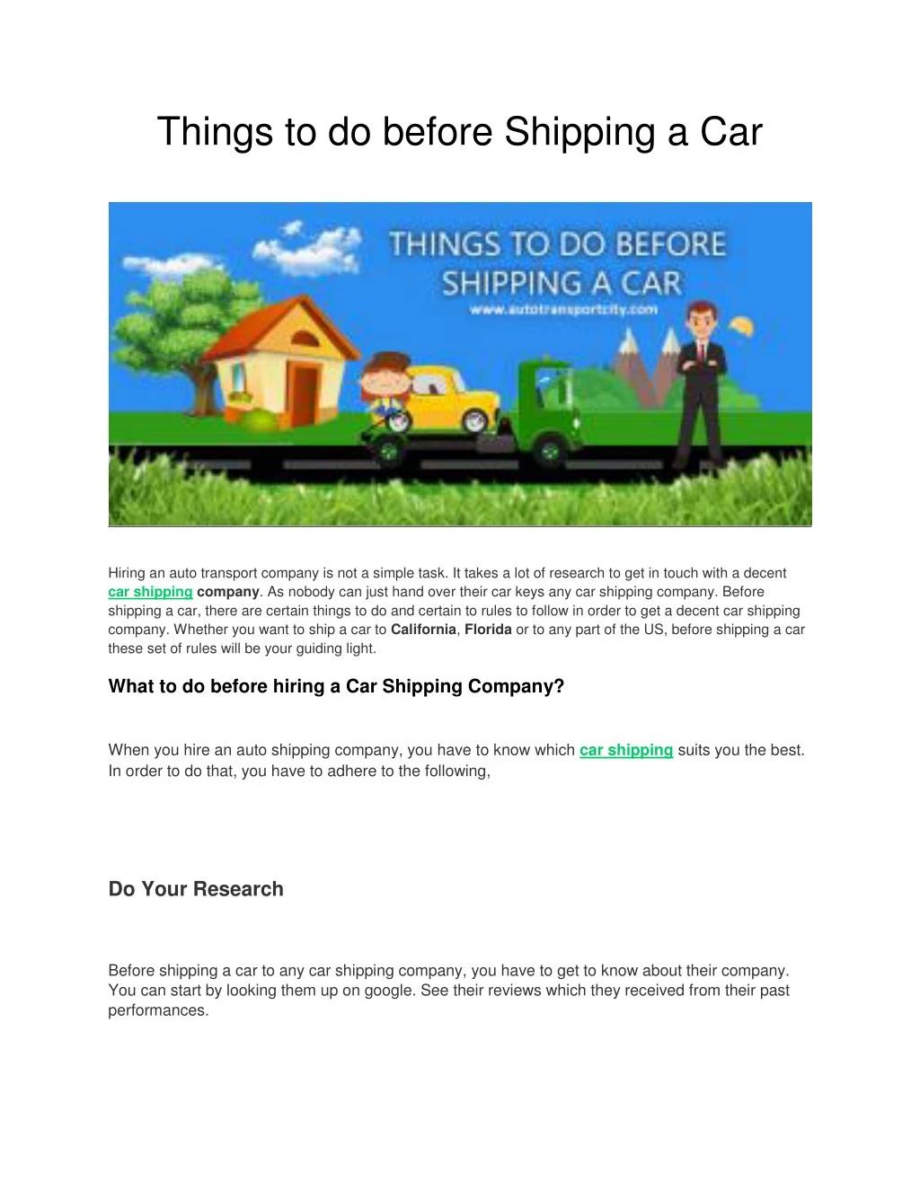 things to do before shipping a car