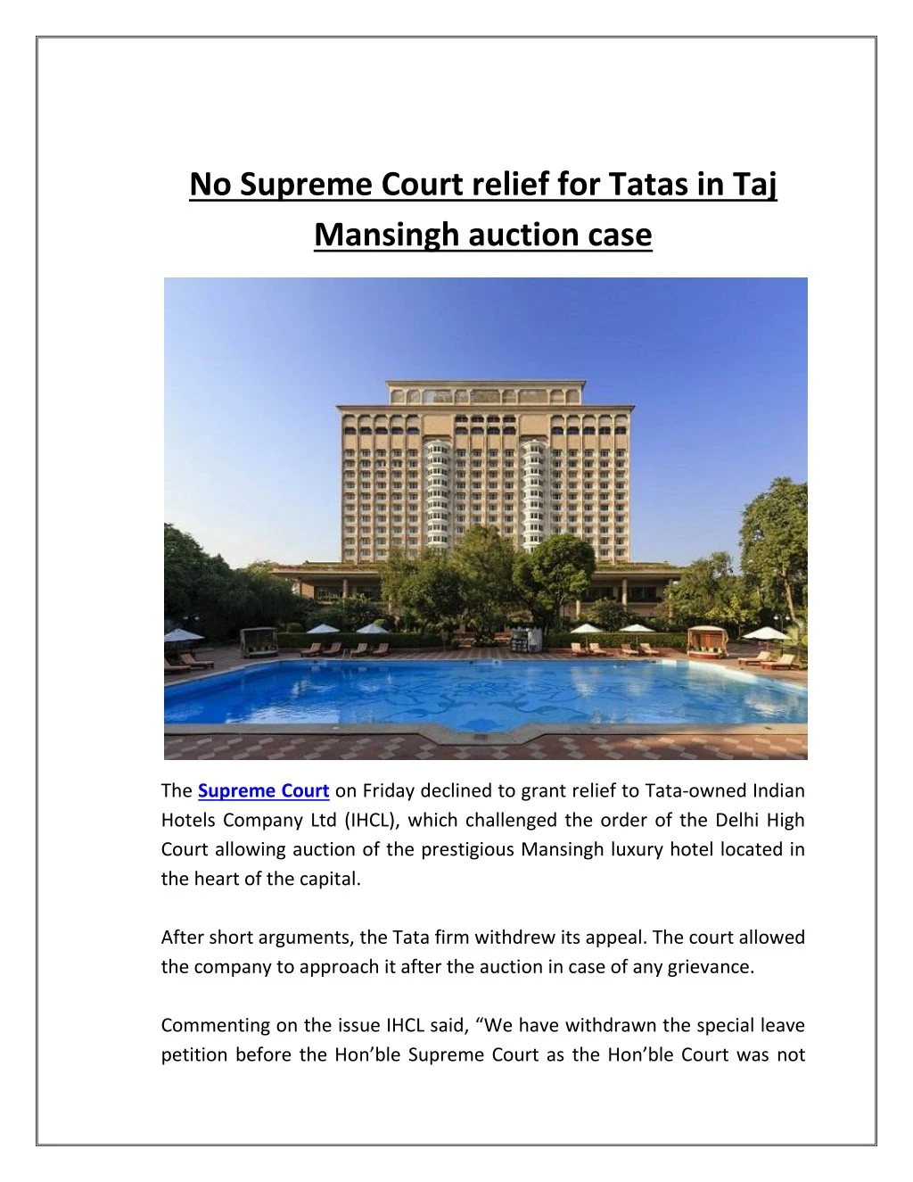no supreme court relief for tatas in taj mansingh