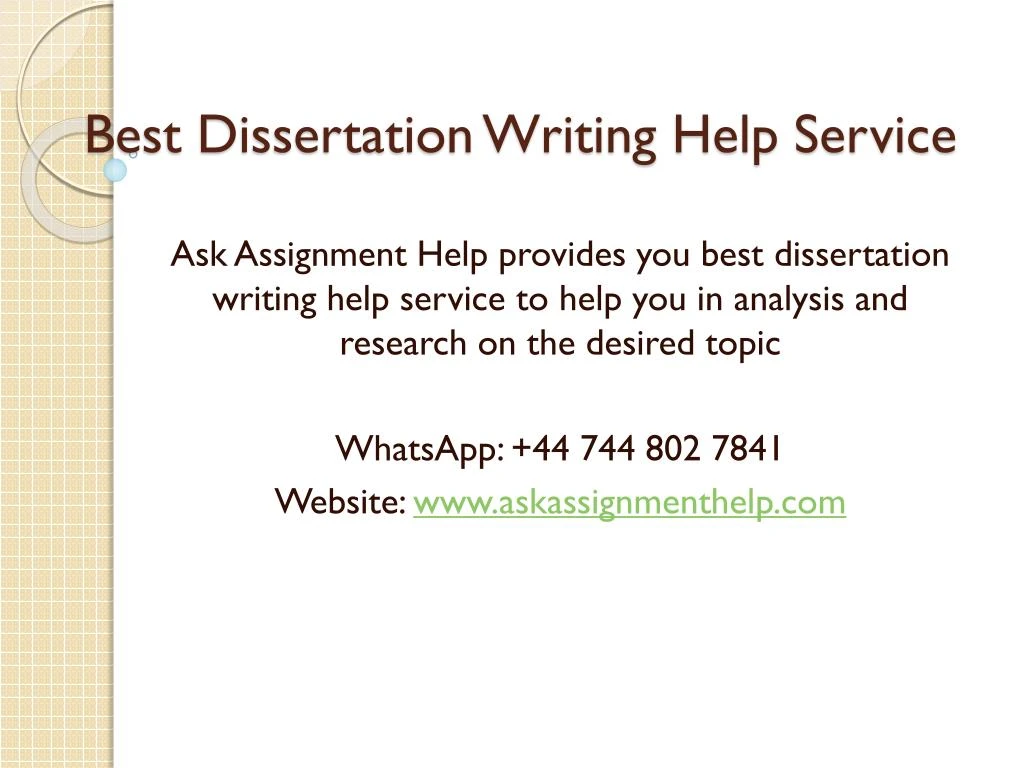 best dissertation writing help service