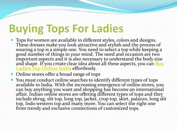 Buying Tops For Ladies