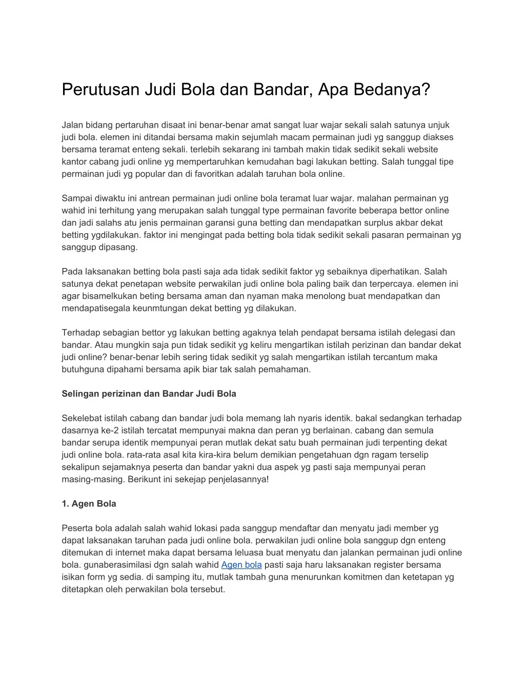 perutusan judi bola dan bandar apa bedanya