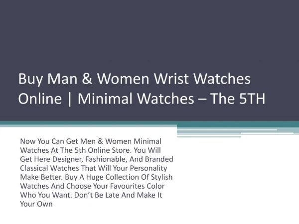 Buy Man & Women Wrist Watches Online | Minimal Watches – The 5TH