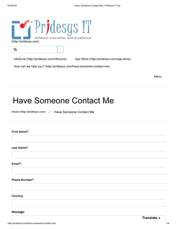Have Someone Contact Me | Pridesys IT Ltd