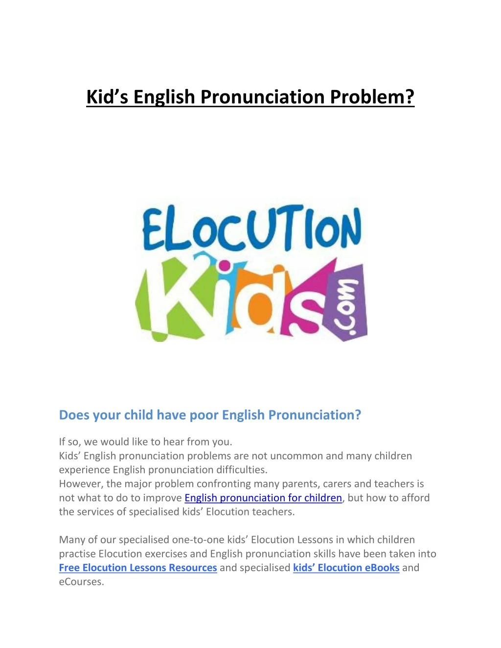 kid s english pronunciation problem