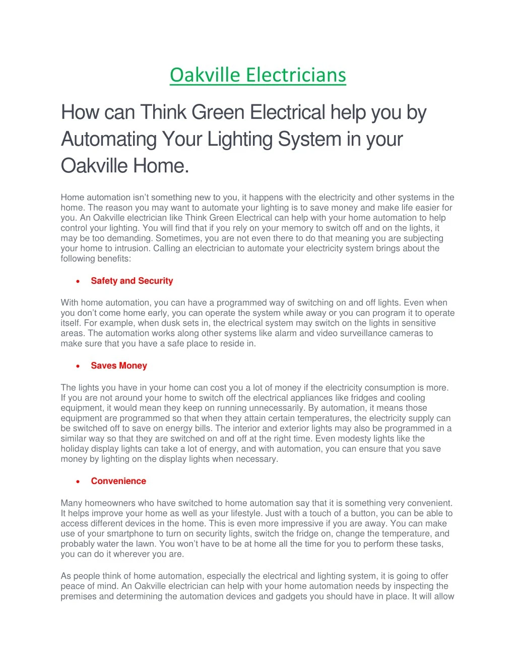 oakville electricians