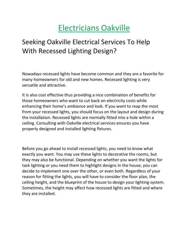 Oakville Electrician