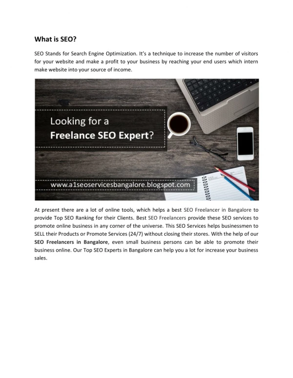 SEO Freelancer in Bangalore - Get Page 1 Rank within 90 days Assured.