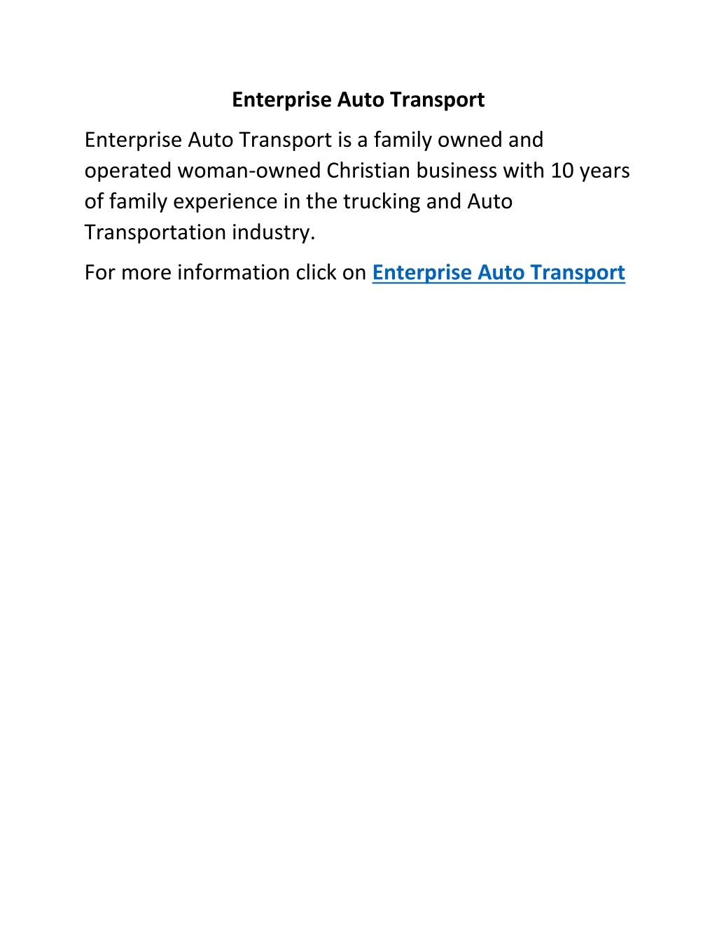 enterprise auto transport