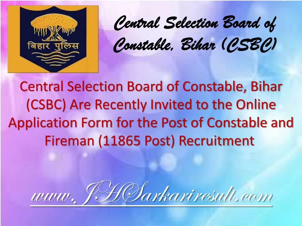 central selection board of constable bihar csbc