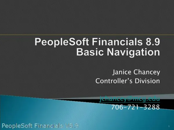 PeopleSoft Financials 8.9 Basic Navigation