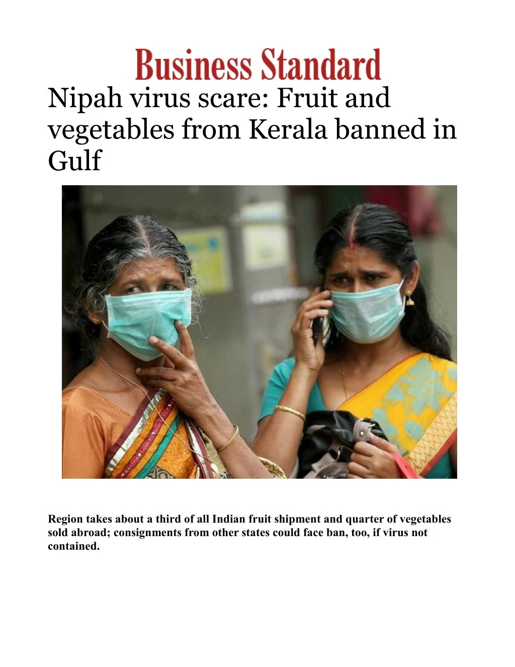 nipah virus scare fruit and vegetables from
